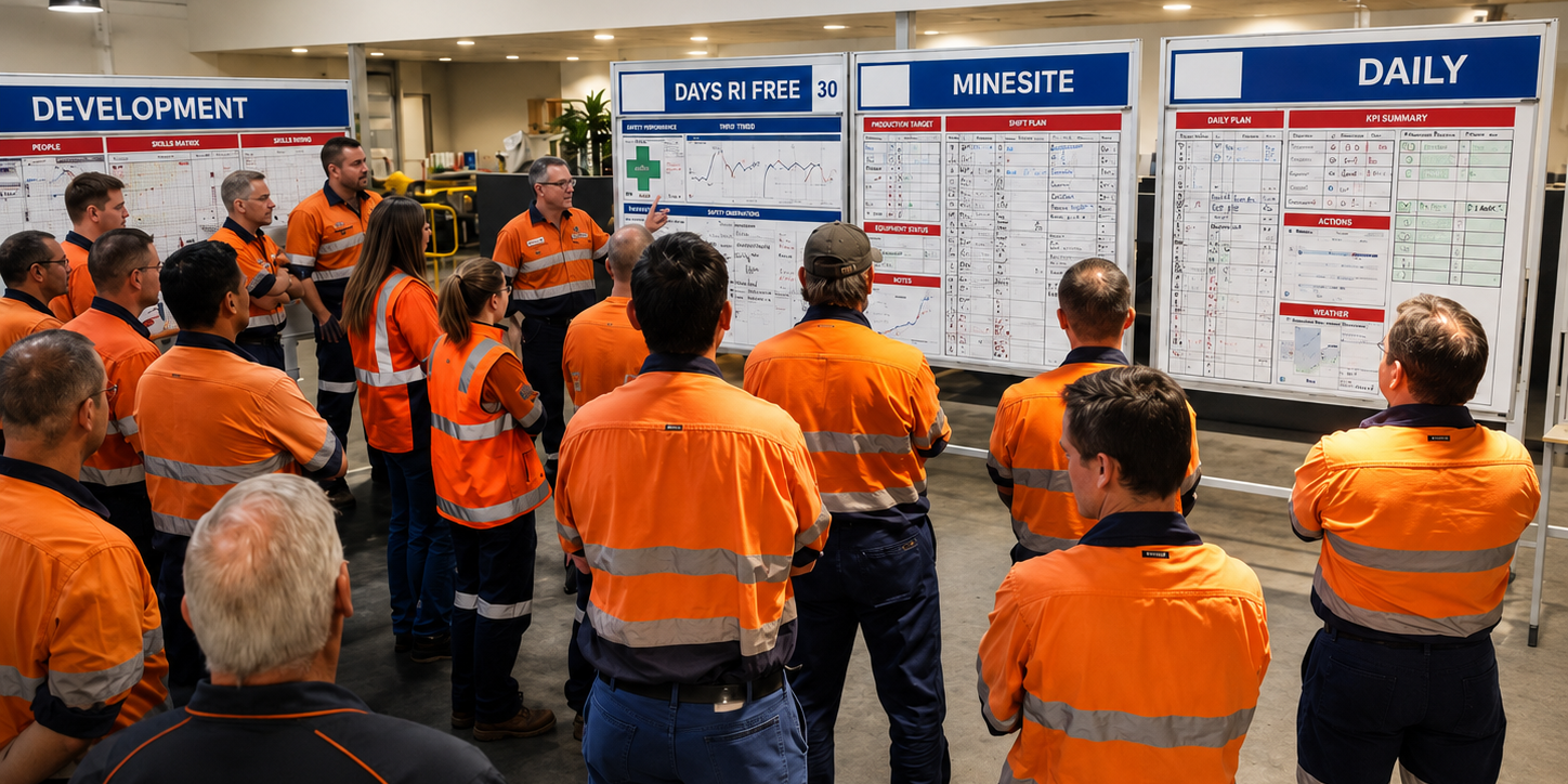Operational team using visual and daily management routines